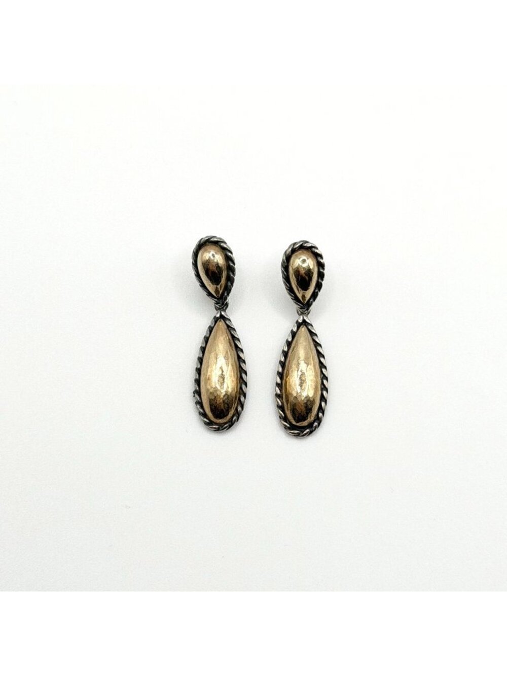 Retired James Avery 925/585 Sterling Silver & 14K Gold Dangle Earrings